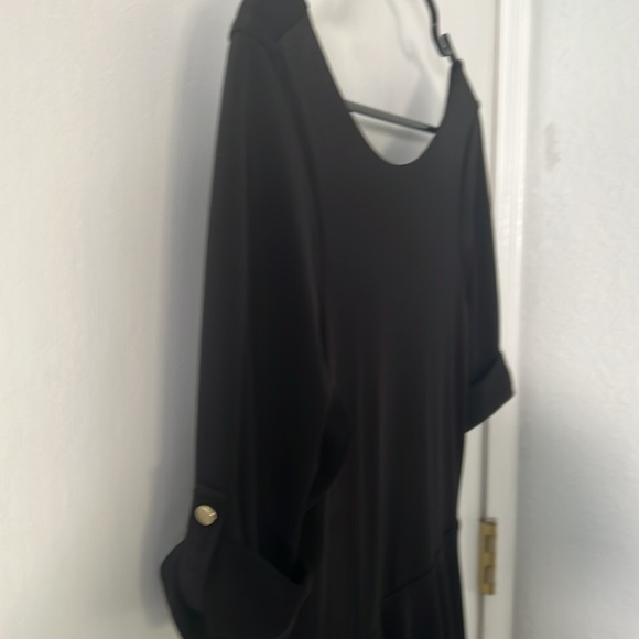 Express black dress Size 6. Scoop back and gold button on rolled sleeves. - Picture 4 of 6